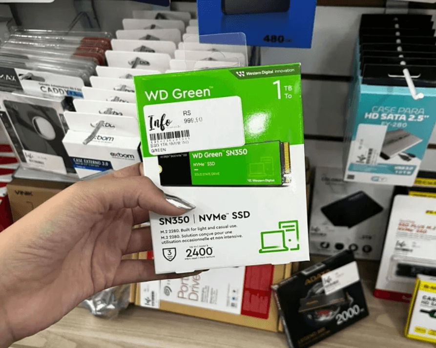 Melhor SSD NVMe 1TB custo-benefício em 2026: Kingston NV3 vs WD Green SN3000 vs Sandisk Plus